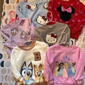 Assorted Toddler Girl Character Sweatshirts Size 4T/3T